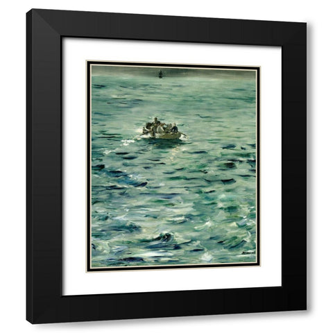 Rocheforts Escape Black Modern Wood Framed Art Print with Double Matting by Manet, Edouard