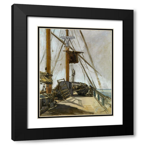 The ships deck Black Modern Wood Framed Art Print with Double Matting by Manet, Edouard