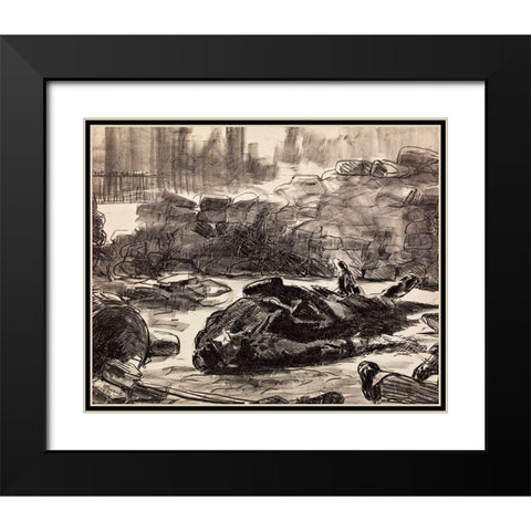 Civil War Black Modern Wood Framed Art Print with Double Matting by Manet, Edouard