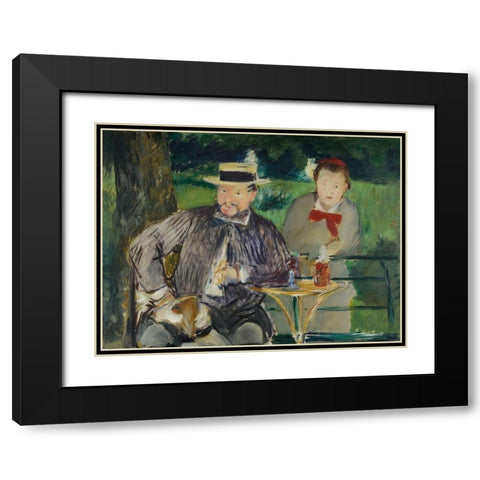 Portrait d Ernest Hosched et sa fille Marthe Black Modern Wood Framed Art Print with Double Matting by Manet, Edouard