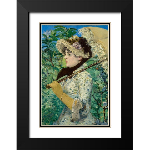 Jeanne Black Modern Wood Framed Art Print with Double Matting by Manet, Edouard