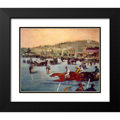 Race in the Bois de Boulogne Black Modern Wood Framed Art Print with Double Matting by Manet, Edouard