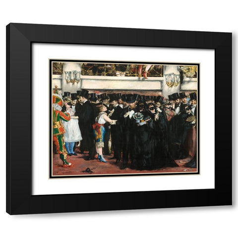 Masked Ball at the Opera Black Modern Wood Framed Art Print with Double Matting by Manet, Edouard