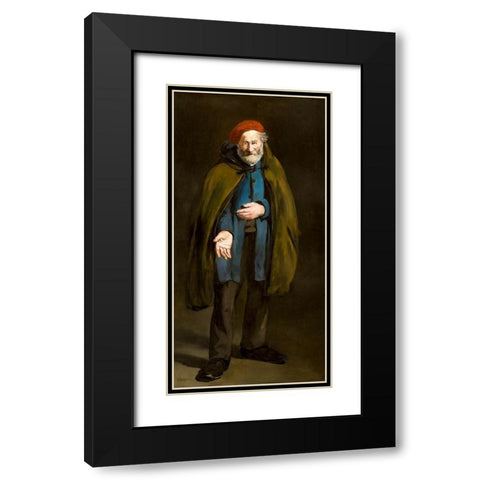 Beggar with a Duffle Coat Black Modern Wood Framed Art Print with Double Matting by Manet, Edouard