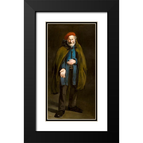 Beggar with a Duffle Coat Black Modern Wood Framed Art Print with Double Matting by Manet, Edouard