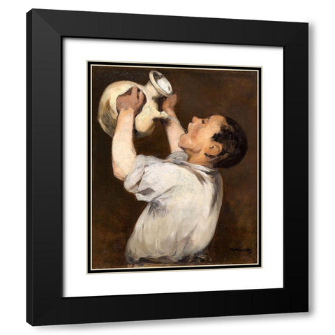 Boy with Pitcher Black Modern Wood Framed Art Print with Double Matting by Manet, Edouard
