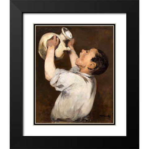 Boy with Pitcher Black Modern Wood Framed Art Print with Double Matting by Manet, Edouard