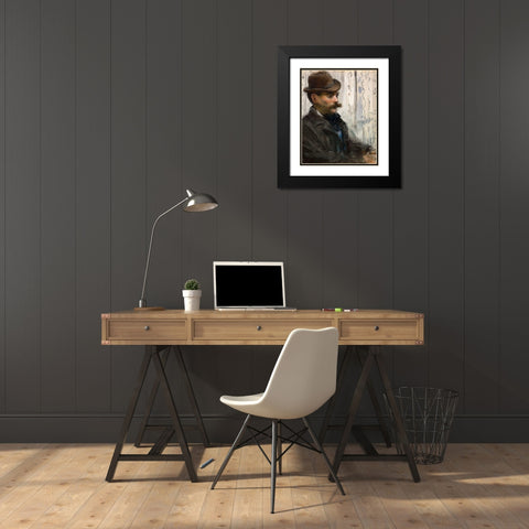 Portrait of Alphonse Maureau Black Modern Wood Framed Art Print with Double Matting by Manet, Edouard