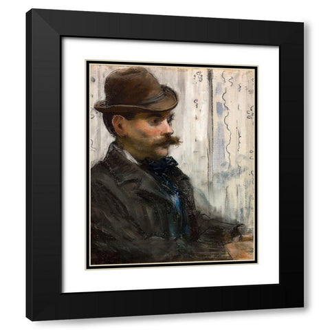 Portrait of Alphonse Maureau Black Modern Wood Framed Art Print with Double Matting by Manet, Edouard
