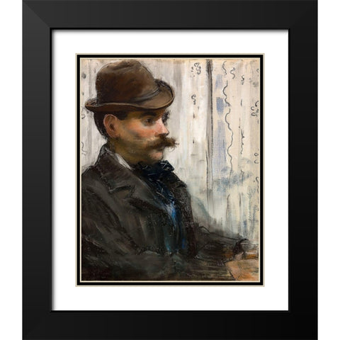 Portrait of Alphonse Maureau Black Modern Wood Framed Art Print with Double Matting by Manet, Edouard