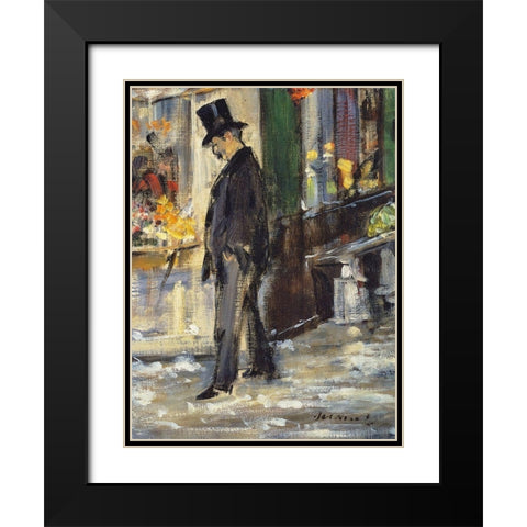 Promeneur Black Modern Wood Framed Art Print with Double Matting by Manet, Edouard