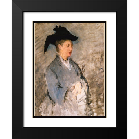 Madame Edouard ManetÂ  Black Modern Wood Framed Art Print with Double Matting by Manet, Edouard
