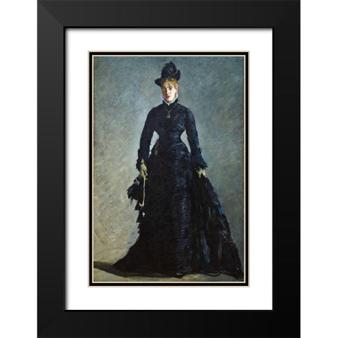 A Parisian Lady Black Modern Wood Framed Art Print with Double Matting by Manet, Edouard