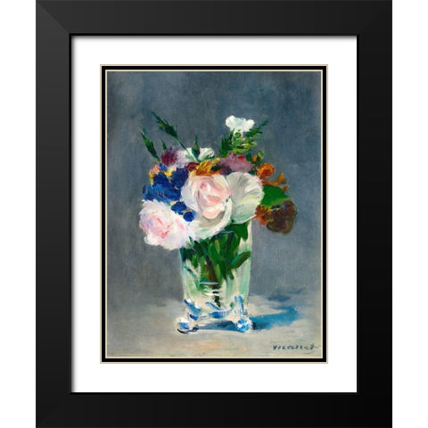 Flowers in a Crystal Vase Black Modern Wood Framed Art Print with Double Matting by Manet, Edouard