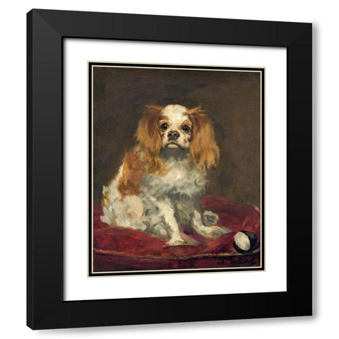 A King Charles Spaniel Black Modern Wood Framed Art Print with Double Matting by Manet, Edouard