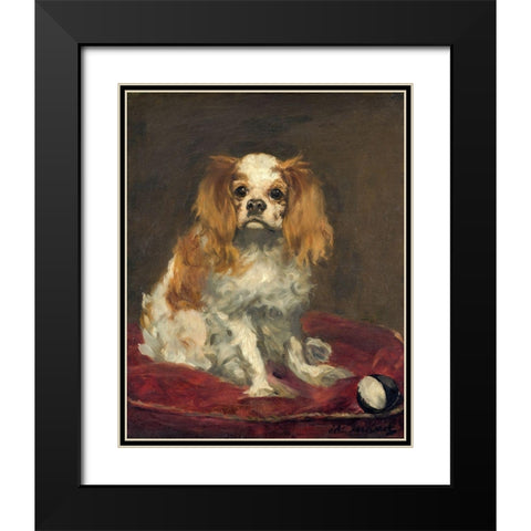 A King Charles Spaniel Black Modern Wood Framed Art Print with Double Matting by Manet, Edouard