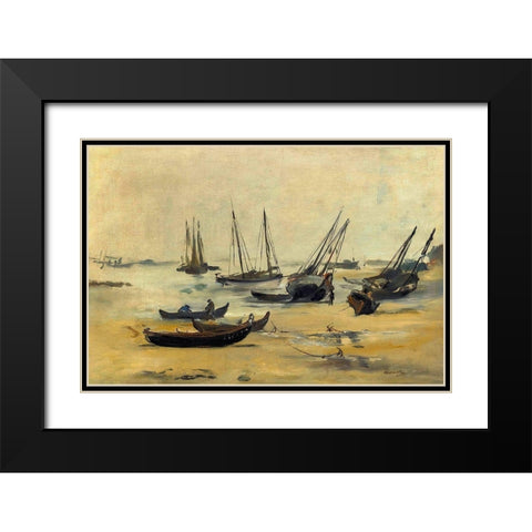 The beach at low tide Black Modern Wood Framed Art Print with Double Matting by Manet, Edouard