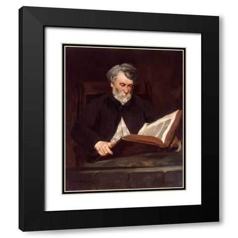 The Reader Black Modern Wood Framed Art Print with Double Matting by Manet, Edouard