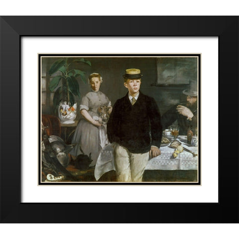 Luncheon in the Studio Black Modern Wood Framed Art Print with Double Matting by Manet, Edouard
