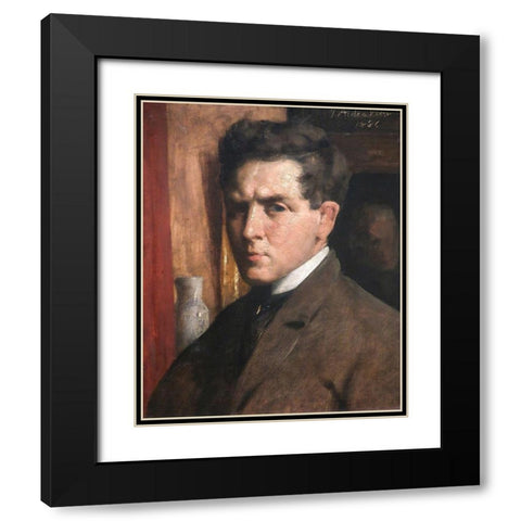 Self Portrait Black Modern Wood Framed Art Print with Double Matting by Weir, J Alden