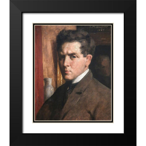 Self Portrait Black Modern Wood Framed Art Print with Double Matting by Weir, J Alden