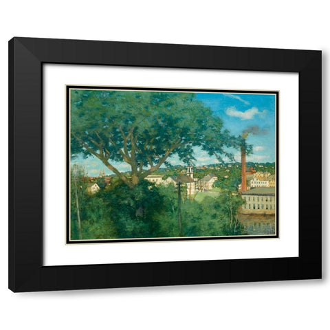 The Factory Village Black Modern Wood Framed Art Print with Double Matting by Weir, J Alden