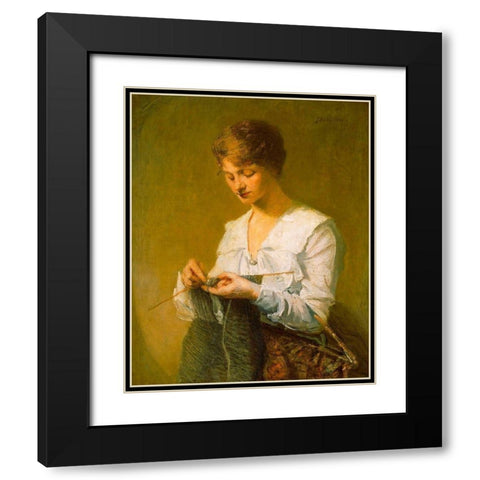 Knitting for Soldiers Black Modern Wood Framed Art Print with Double Matting by Weir, J Alden