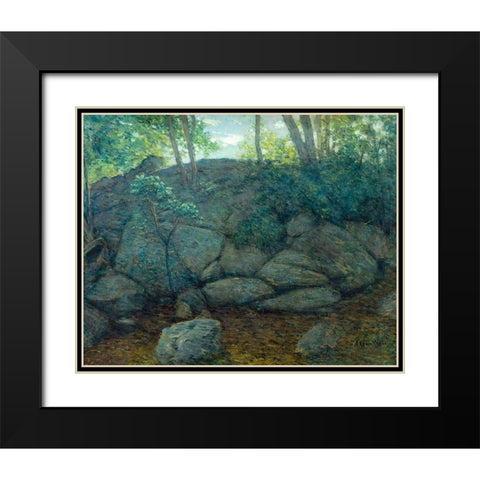 Woodland Rocks Black Modern Wood Framed Art Print with Double Matting by Weir, J Alden