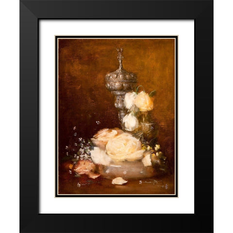 Silver Chalice with Roses Black Modern Wood Framed Art Print with Double Matting by Weir, J Alden