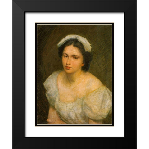 An Alsatian Girl Black Modern Wood Framed Art Print with Double Matting by Weir, J Alden