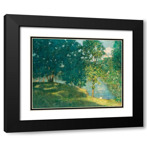 Afternoon by the Pond Black Modern Wood Framed Art Print with Double Matting by Weir, J Alden