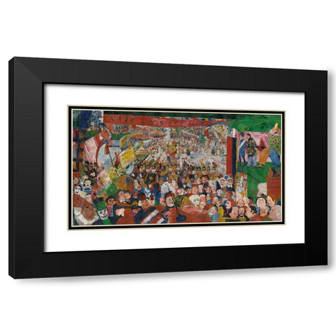 Christs Entry into Brussels in 1889 Black Modern Wood Framed Art Print with Double Matting by Ensor, James