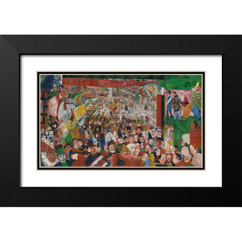 Christs Entry into Brussels in 1889 Black Modern Wood Framed Art Print with Double Matting by Ensor, James