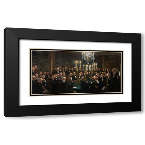 A meeting in the Royal Danish Academy of Sciences and Letters Black Modern Wood Framed Art Print with Double Matting by Kroyer, Peder Severin