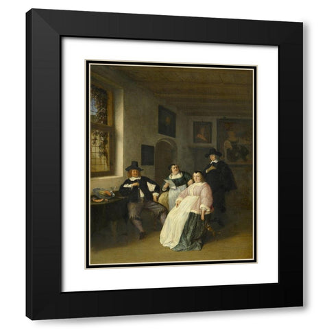 The De Goyer family and the painter Black Modern Wood Framed Art Print with Double Matting by Ostade, Adriaen van