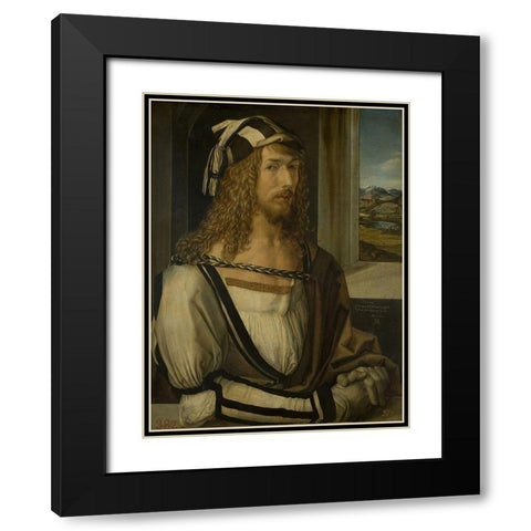 Self-portrait Black Modern Wood Framed Art Print with Double Matting by Durer, Albrecht