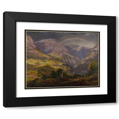 View from Stalheim Black Modern Wood Framed Art Print with Double Matting by Dahl, Johan Christian