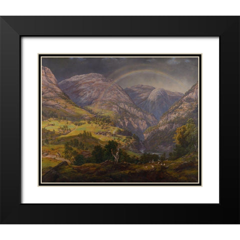 View from Stalheim Black Modern Wood Framed Art Print with Double Matting by Dahl, Johan Christian
