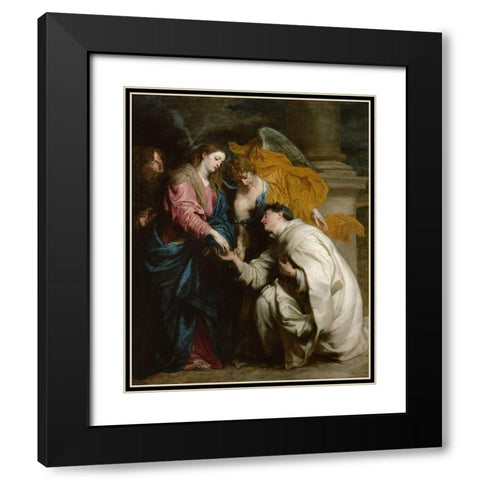 The Vision of the Blessed Hermann Joseph Black Modern Wood Framed Art Print with Double Matting by van Dyck, Anton