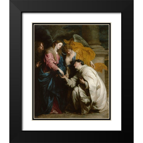 The Vision of the Blessed Hermann Joseph Black Modern Wood Framed Art Print with Double Matting by van Dyck, Anton