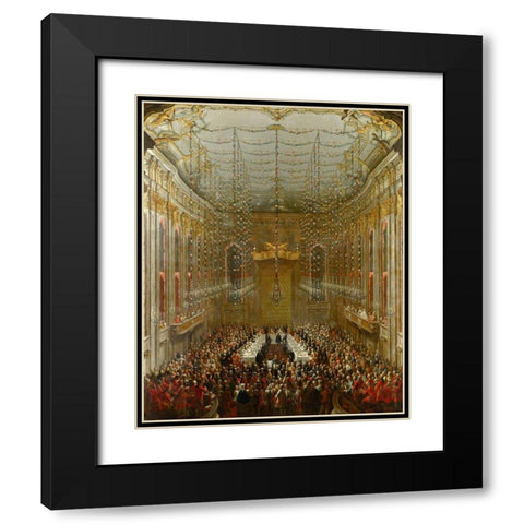 Wedding Supper Black Modern Wood Framed Art Print with Double Matting by van Meytens, Martin