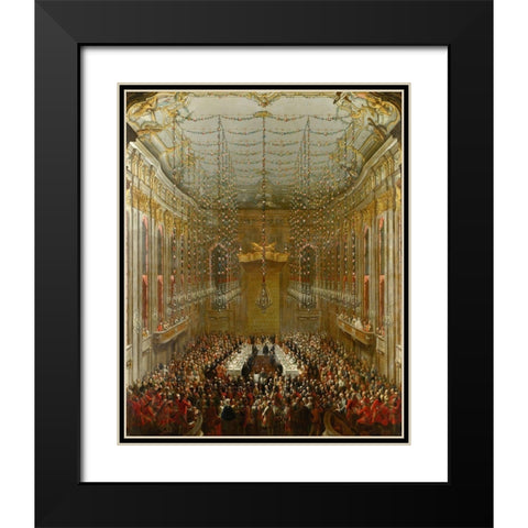 Wedding Supper Black Modern Wood Framed Art Print with Double Matting by van Meytens, Martin