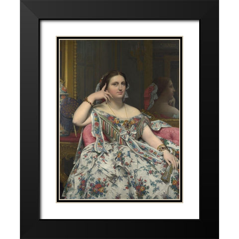Madame Moitessier Black Modern Wood Framed Art Print with Double Matting by Ingres, Dominique