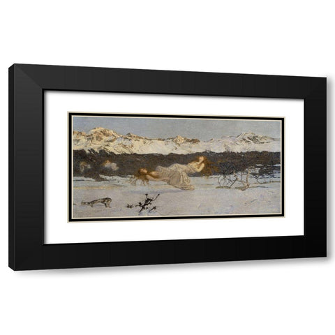 The Punishment of Lust Black Modern Wood Framed Art Print with Double Matting by Segantini, Giovanni