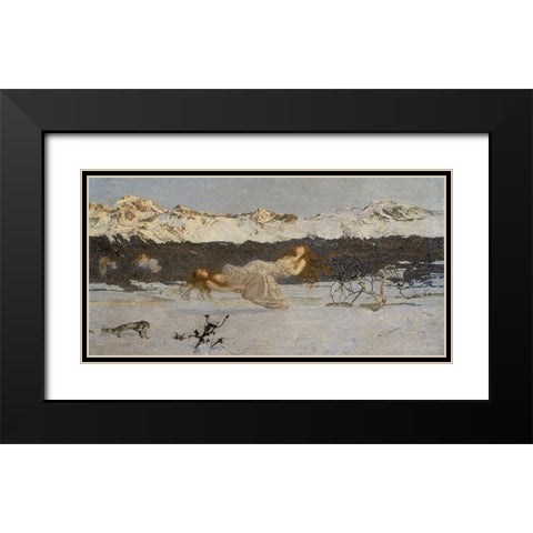The Punishment of Lust Black Modern Wood Framed Art Print with Double Matting by Segantini, Giovanni