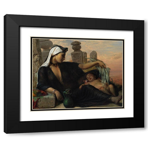 An Egyptian Fellah Woman with her BabyÂ  Black Modern Wood Framed Art Print with Double Matting by Jerichau-Baumann, Elisabeth
