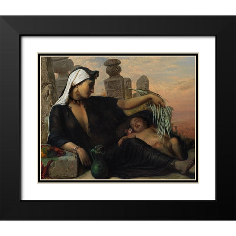 An Egyptian Fellah Woman with her BabyÂ  Black Modern Wood Framed Art Print with Double Matting by Jerichau-Baumann, Elisabeth