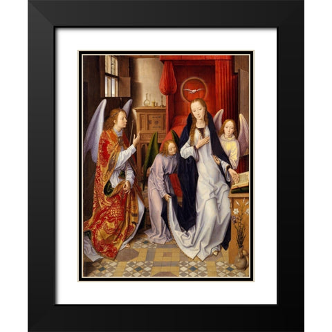 The Annunciation Black Modern Wood Framed Art Print with Double Matting by Memling, Hans