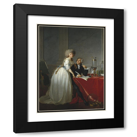 Portrait ofÂ Monsieur de LavoisierÂ and his Wife Black Modern Wood Framed Art Print with Double Matting by David, Jacques-Louis