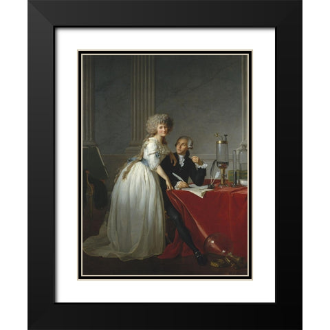 Portrait ofÂ Monsieur de LavoisierÂ and his Wife Black Modern Wood Framed Art Print with Double Matting by David, Jacques-Louis